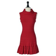 Red jacquard sleeveless dress ALAIA