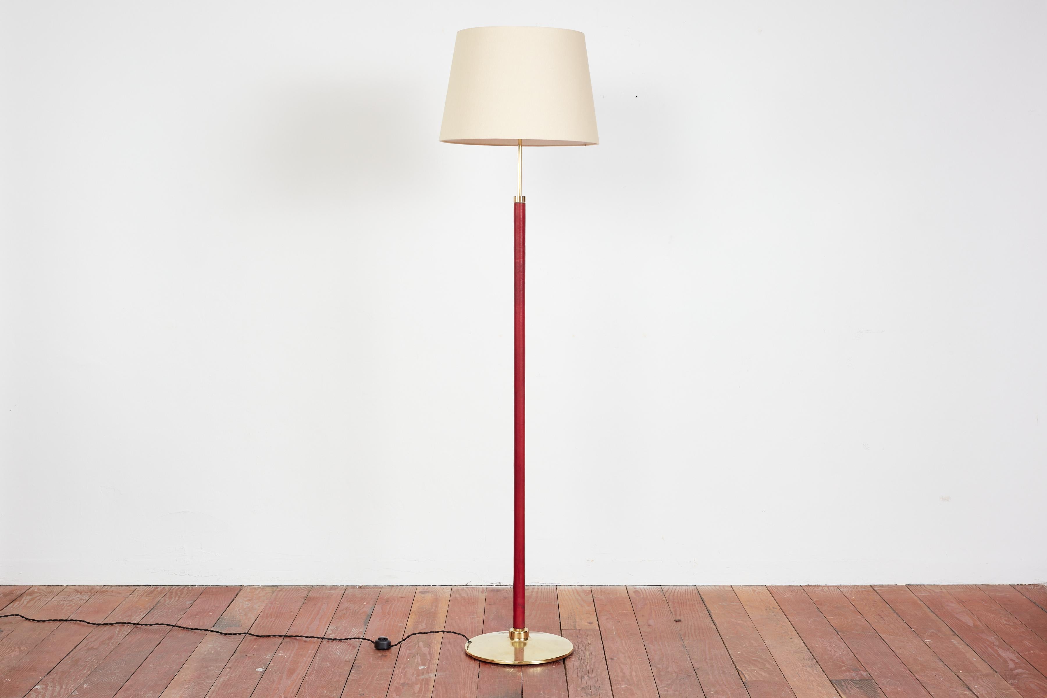 French Red Jacques Adnet Style Floor Lamp For Sale