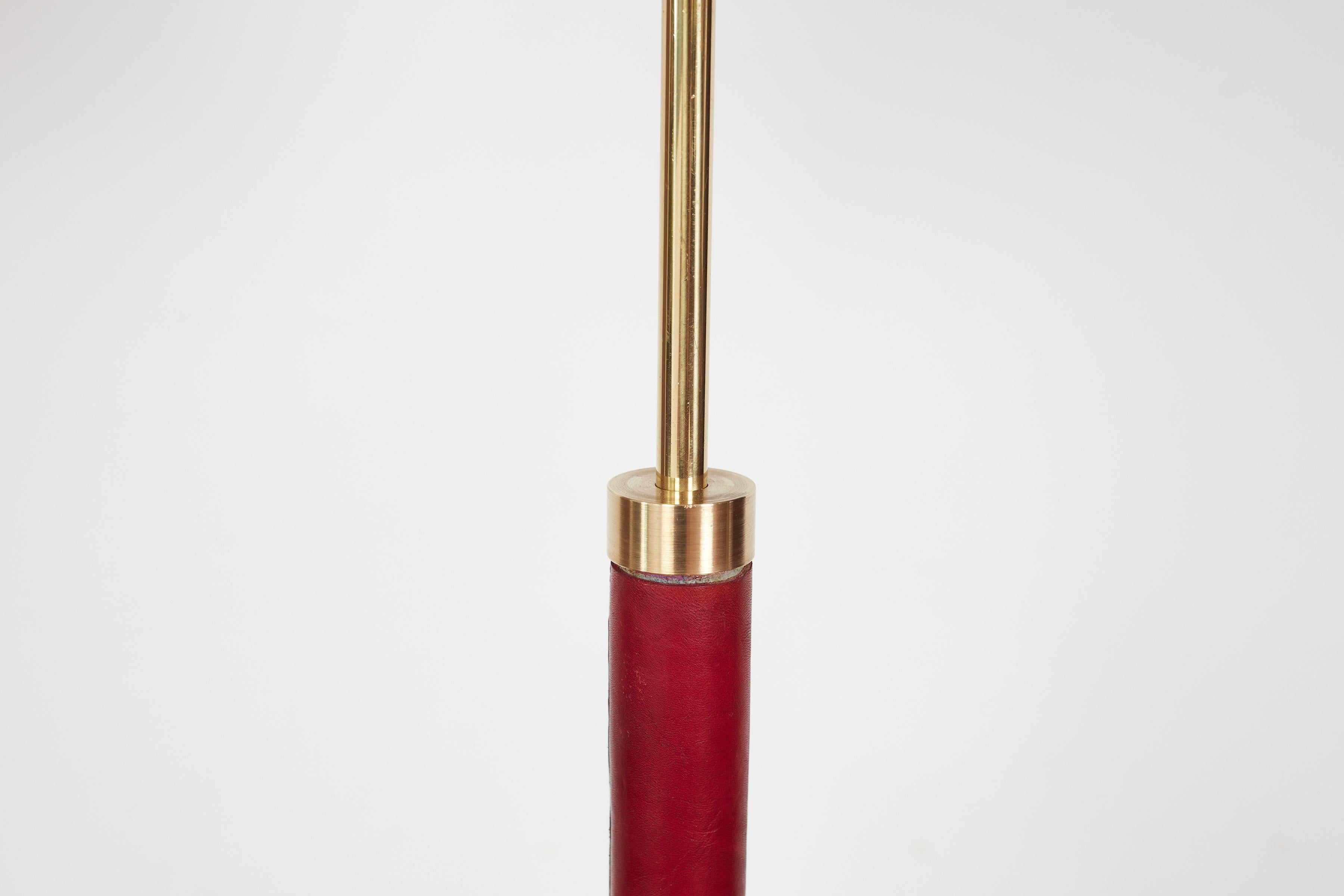 Red Jacques Adnet Style Floor Lamp In Good Condition For Sale In Beverly Hills, CA