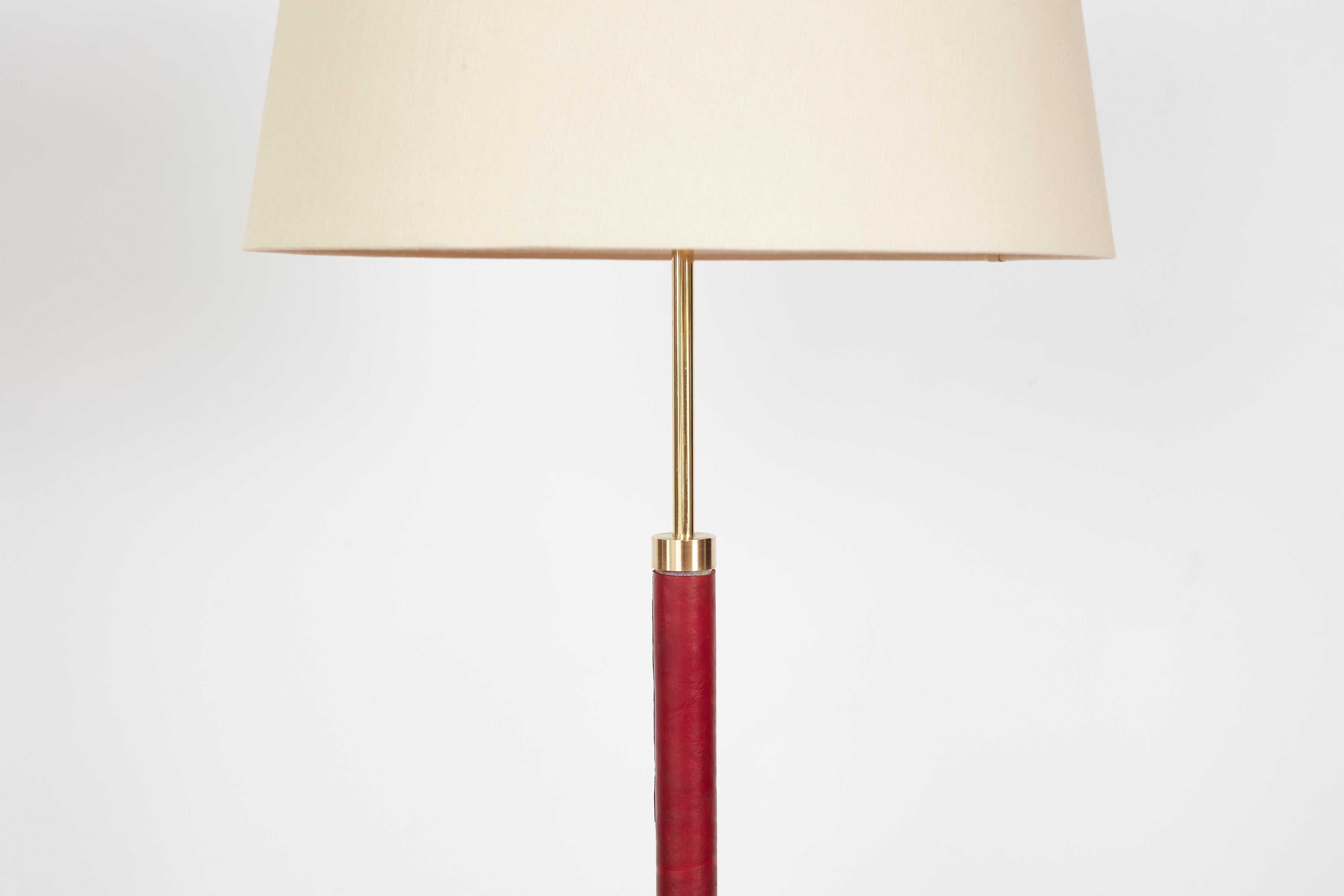 Mid-20th Century Red Jacques Adnet Style Floor Lamp For Sale