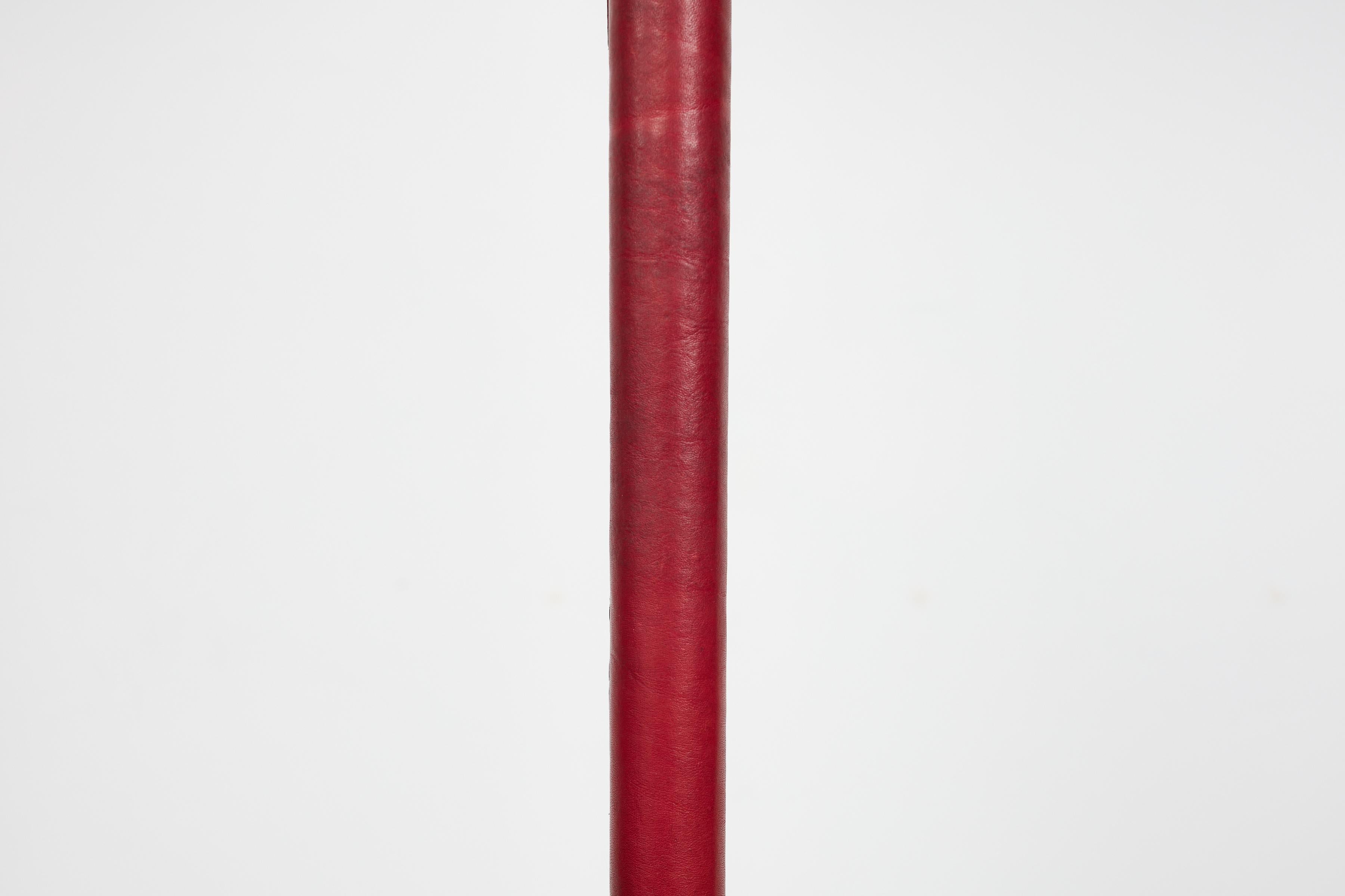 Brass Red Jacques Adnet Style Floor Lamp For Sale