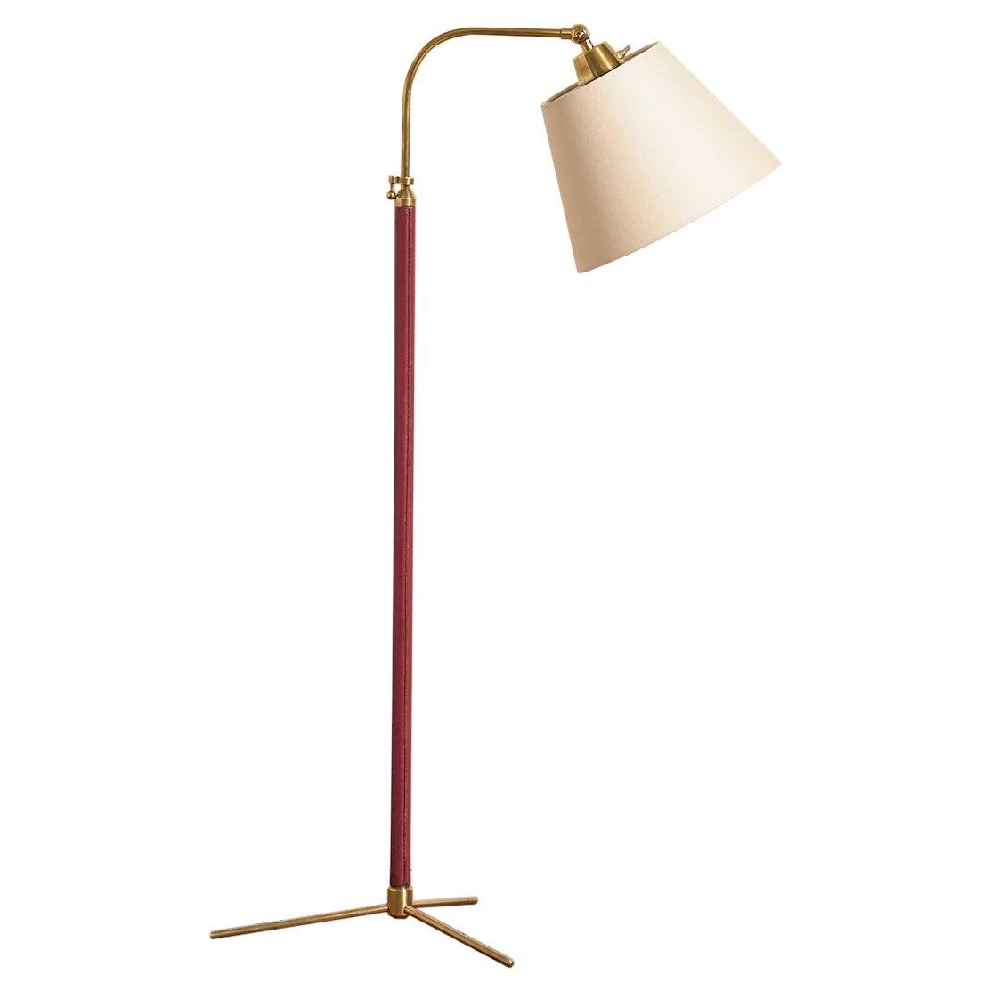 Lampadaire rouge de style Jacques Adnet