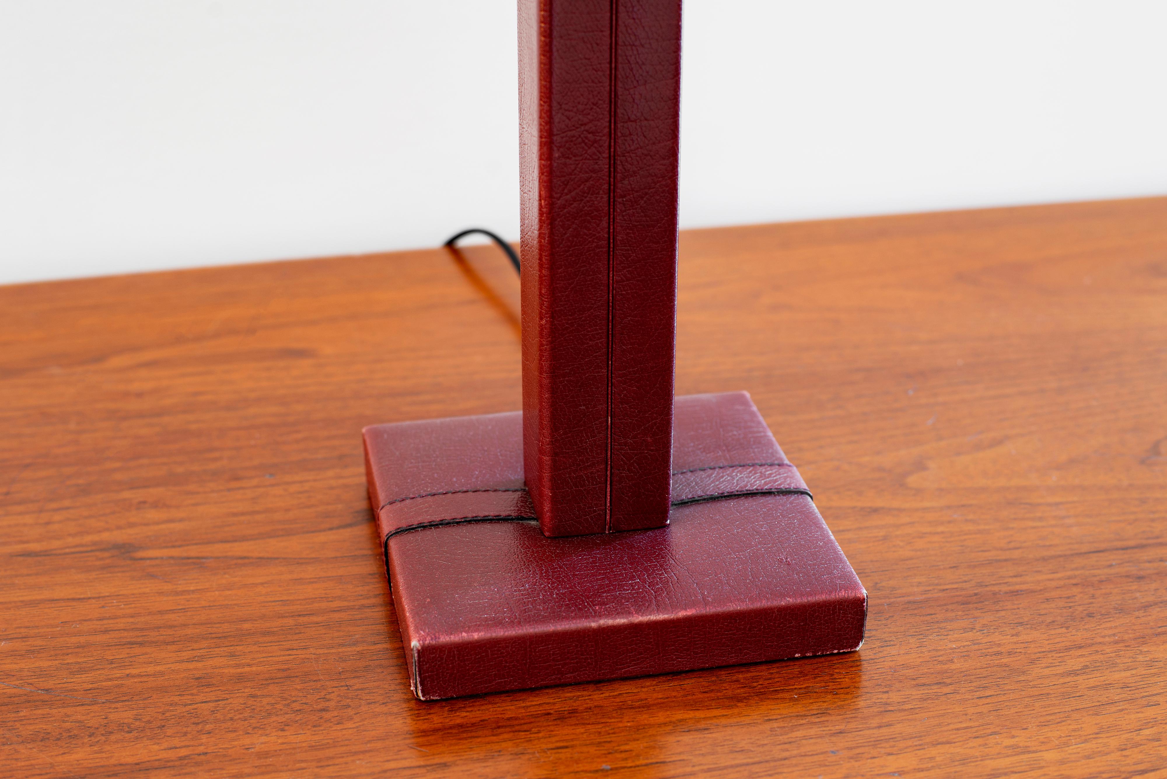 French Red Jacques Adnet Style Table Lamp