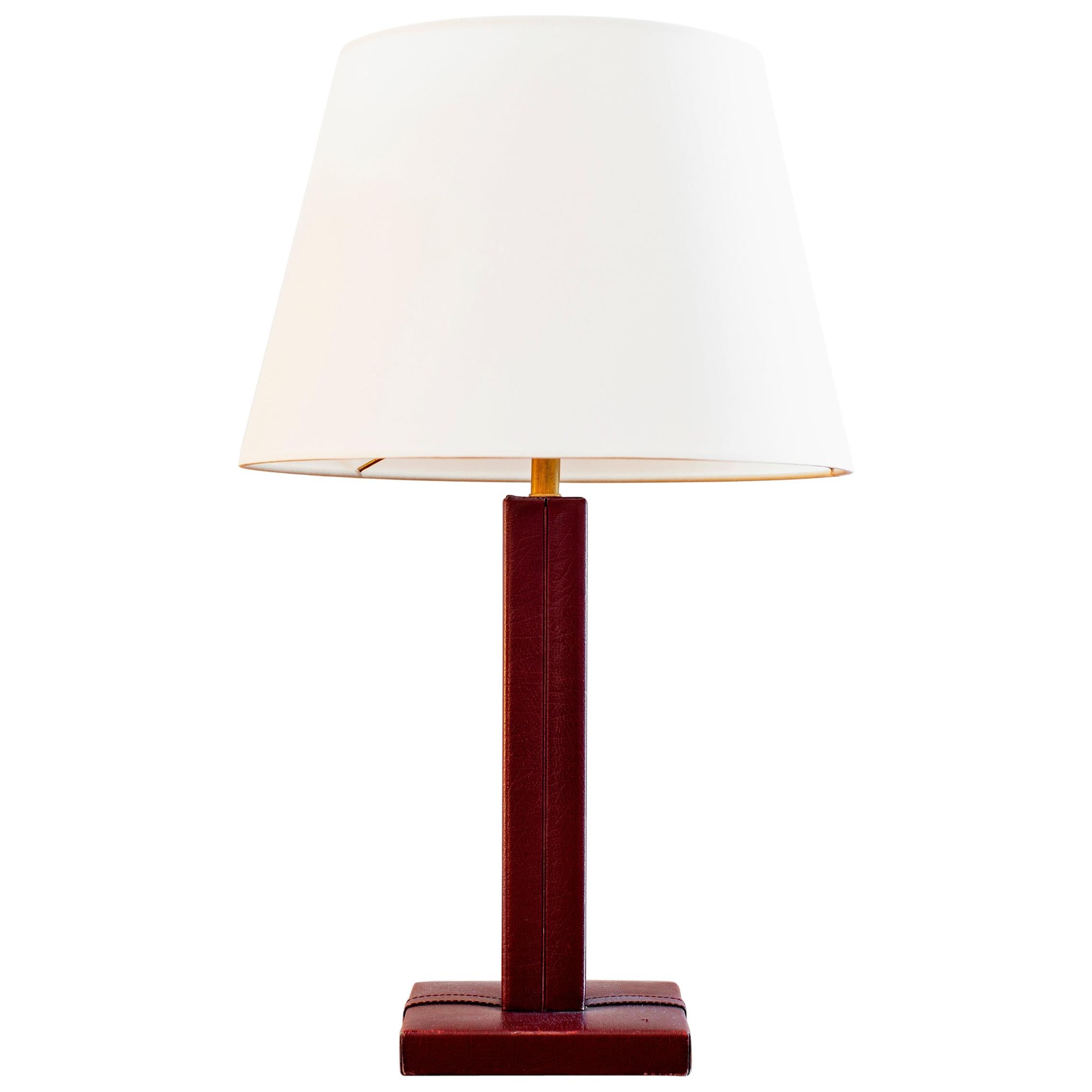 Red Jacques Adnet Style Table Lamp