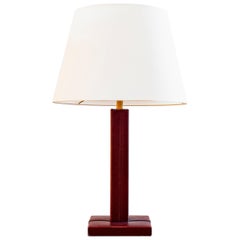 Red Jacques Adnet Style Table Lamp