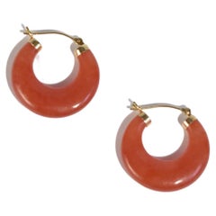 Vintage Red Jade Hoop Earrings