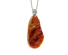 Red Jadeite Jade Dragon Pendant, Certified Untreated