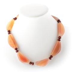 Red Jasper Chalcedony Silver Beaded Boho Gems Deco Chic Necklace Intini Jewels