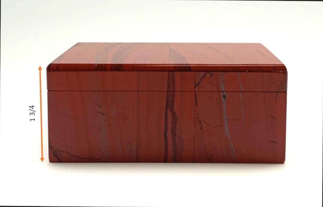 Marbled Red Jasper Semi-precious Decorative Desk Accessory / Gift Box with Lid In New Condition In Los Angeles, CA