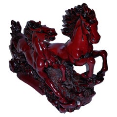 Red Jasper natural stone Hand Carved Horses