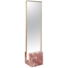 Red Jasper Marble and Brass Coexist Standing Mirror by Slash Objects