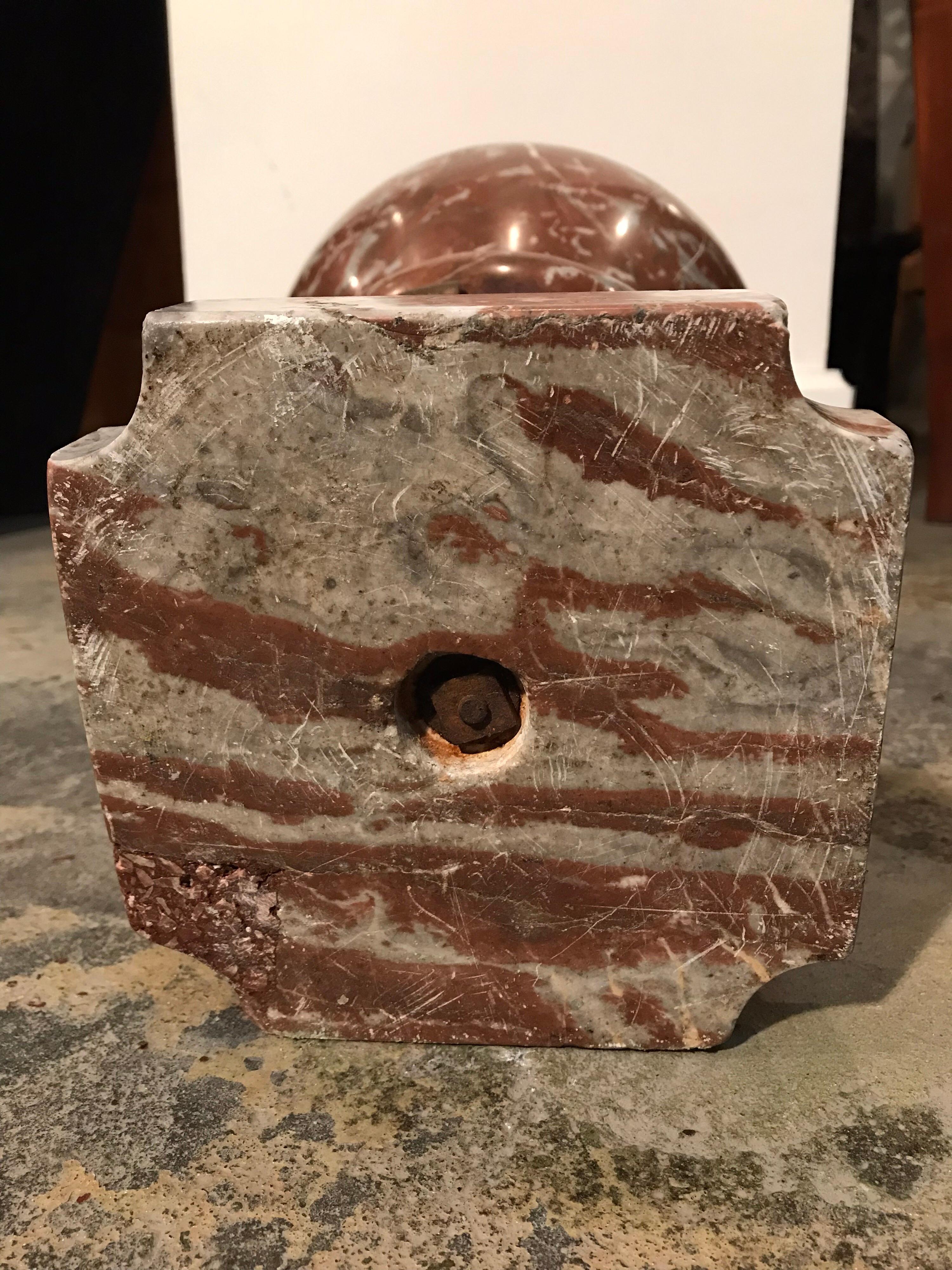 Red Jasper Marble Urn with Bronze Handle For Sale 6