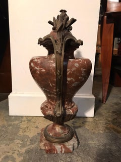 Red Jasper Marble Urn with Bronze Handle