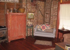 Red Jelly Cupboard One-Door Primitive Pine Cabinet Farmhouse Chic