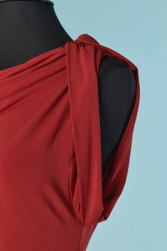 Red jersey asymmetrical draped evening dress JACQUEMUS