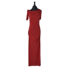 Red jersey asymmetrical draped evening dress JACQUEMUS