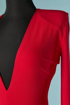 Body en jersey rouge avec décolleté en V profond ALEXANDRE VAUTHIER
