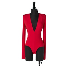 Body en jersey rouge avec décolleté en V profond ALEXANDRE VAUTHIER