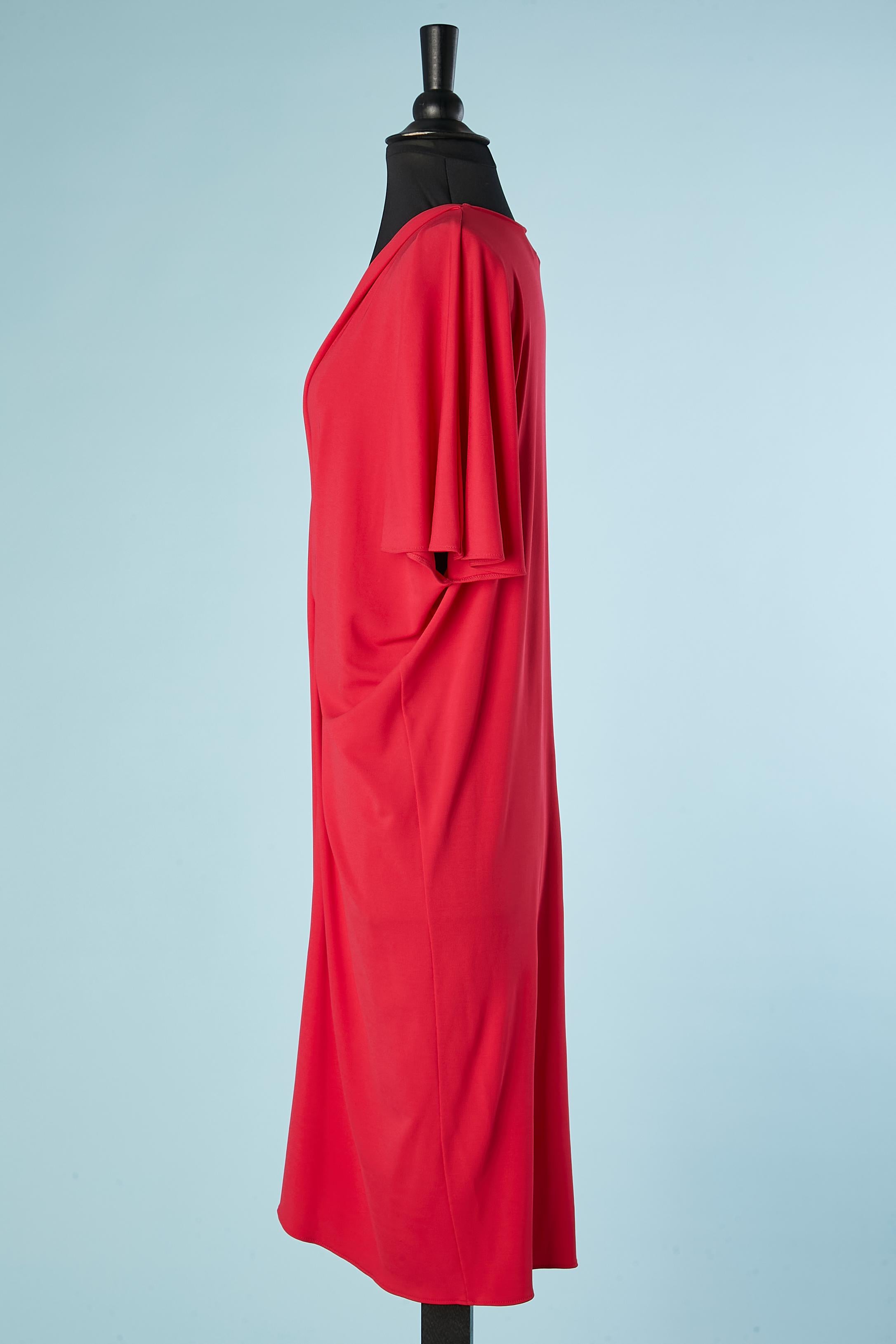 Red jersey cocktail dress draped in the front Lanvin par Alber Elbaz FW 2015 For Sale 1