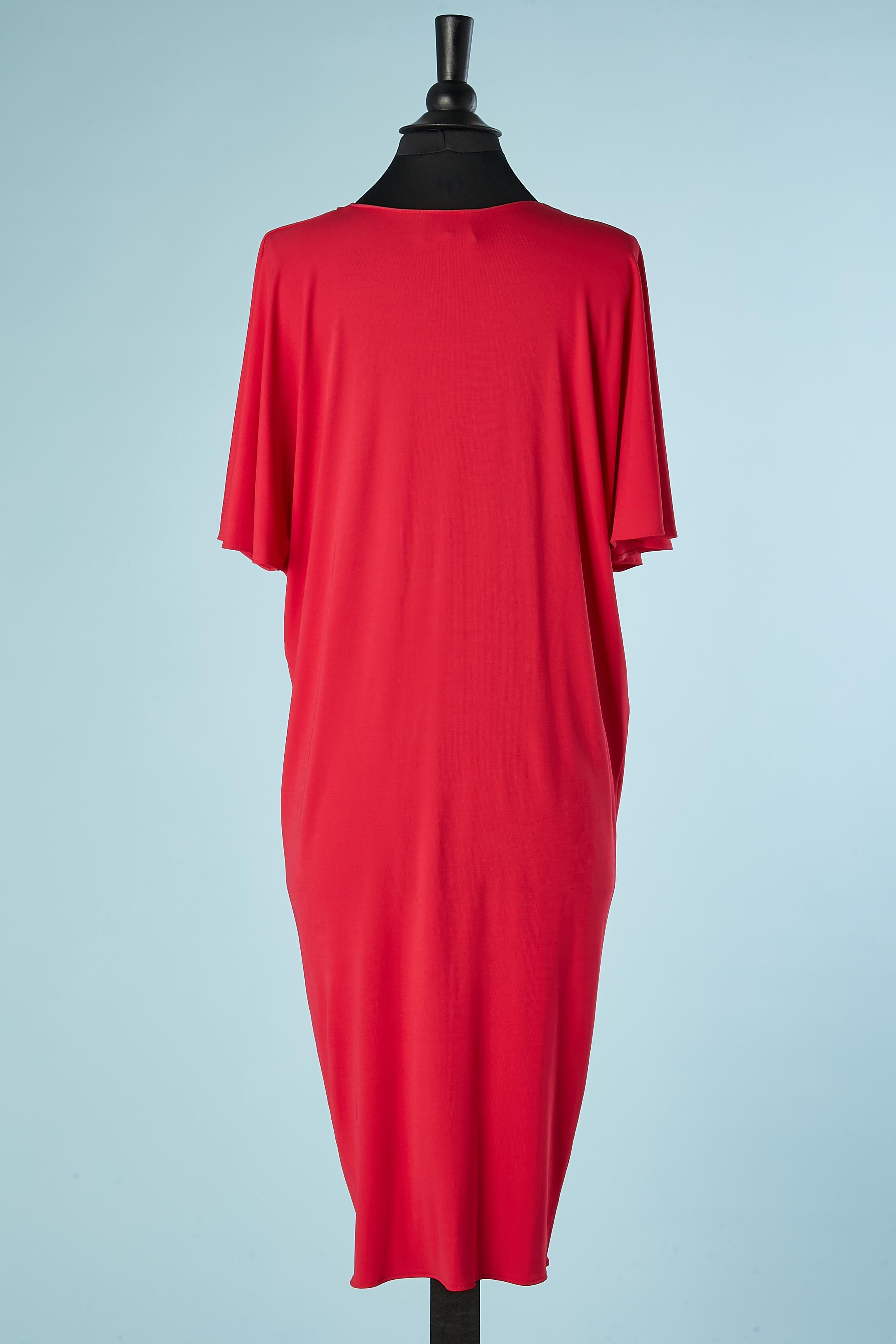 Red jersey cocktail dress draped in the front Lanvin par Alber Elbaz FW 2015 For Sale 2