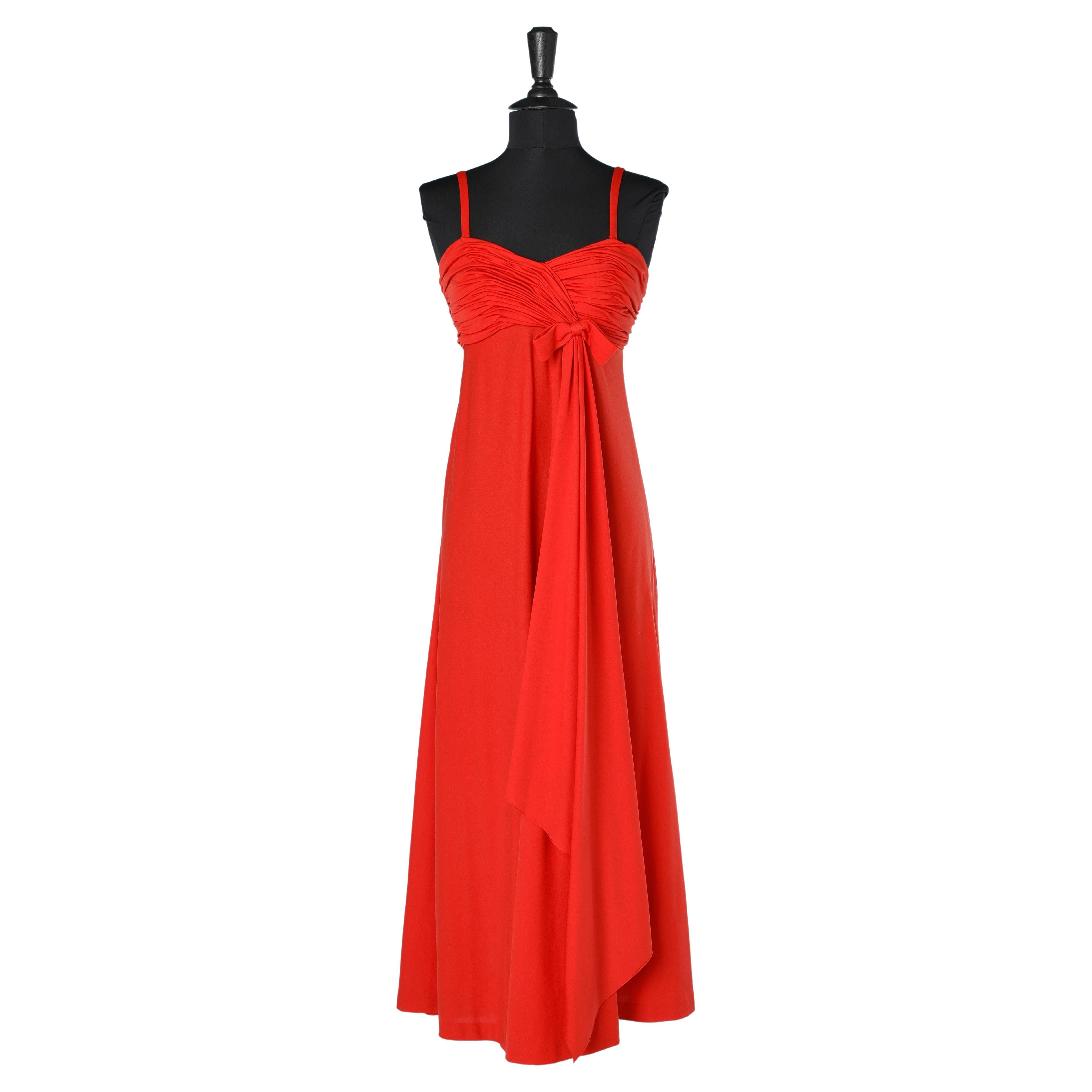 Red jersey cocktail dress draped on the bust Artaban Circa 1970's  For Sale
