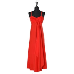 Red jersey cocktail dress draped on the bust Artaban Circa 1970's 