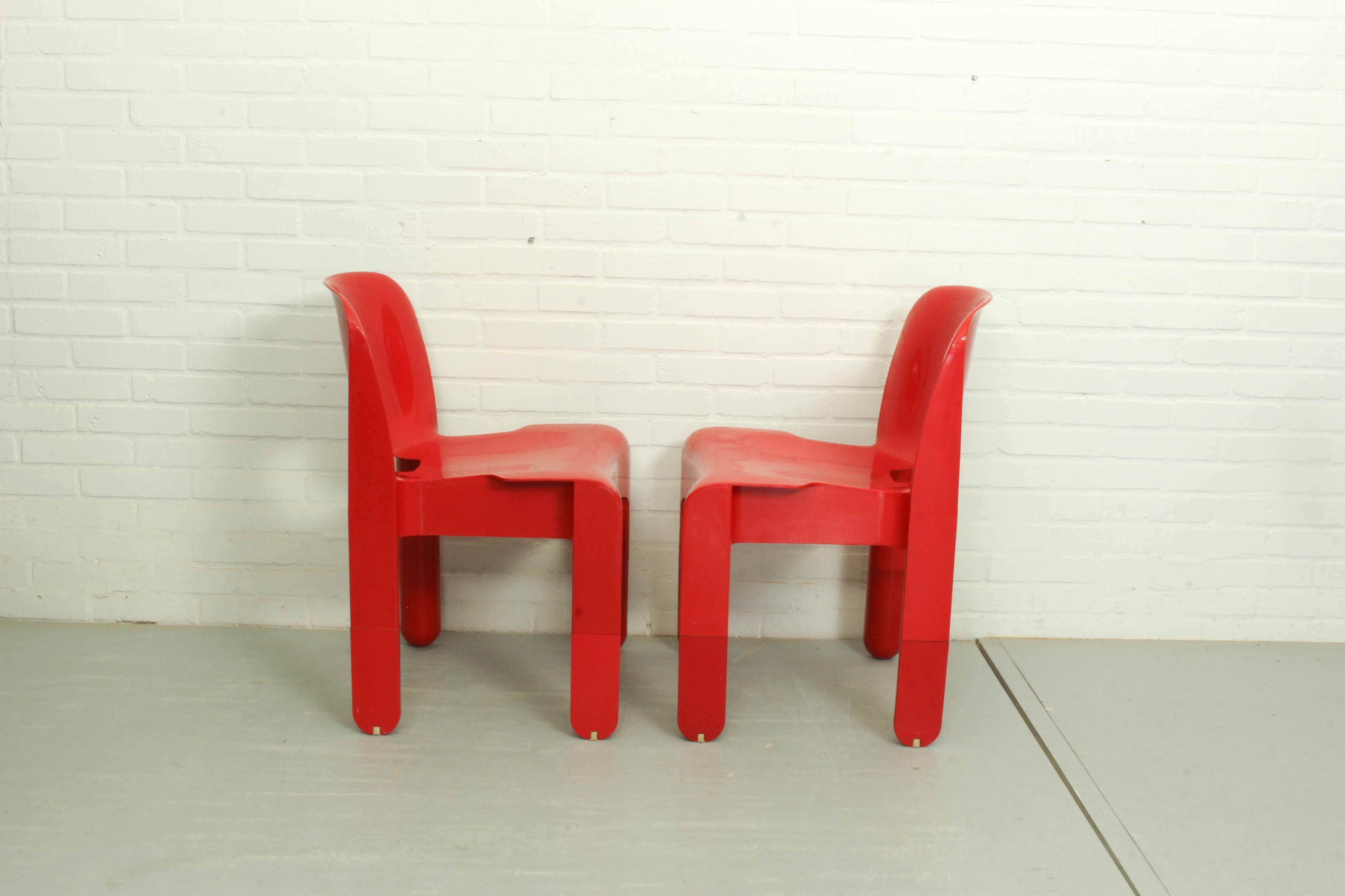 Italian Red Joe Colombo Universale Plastic Chair by Kartell, Italy, 1967