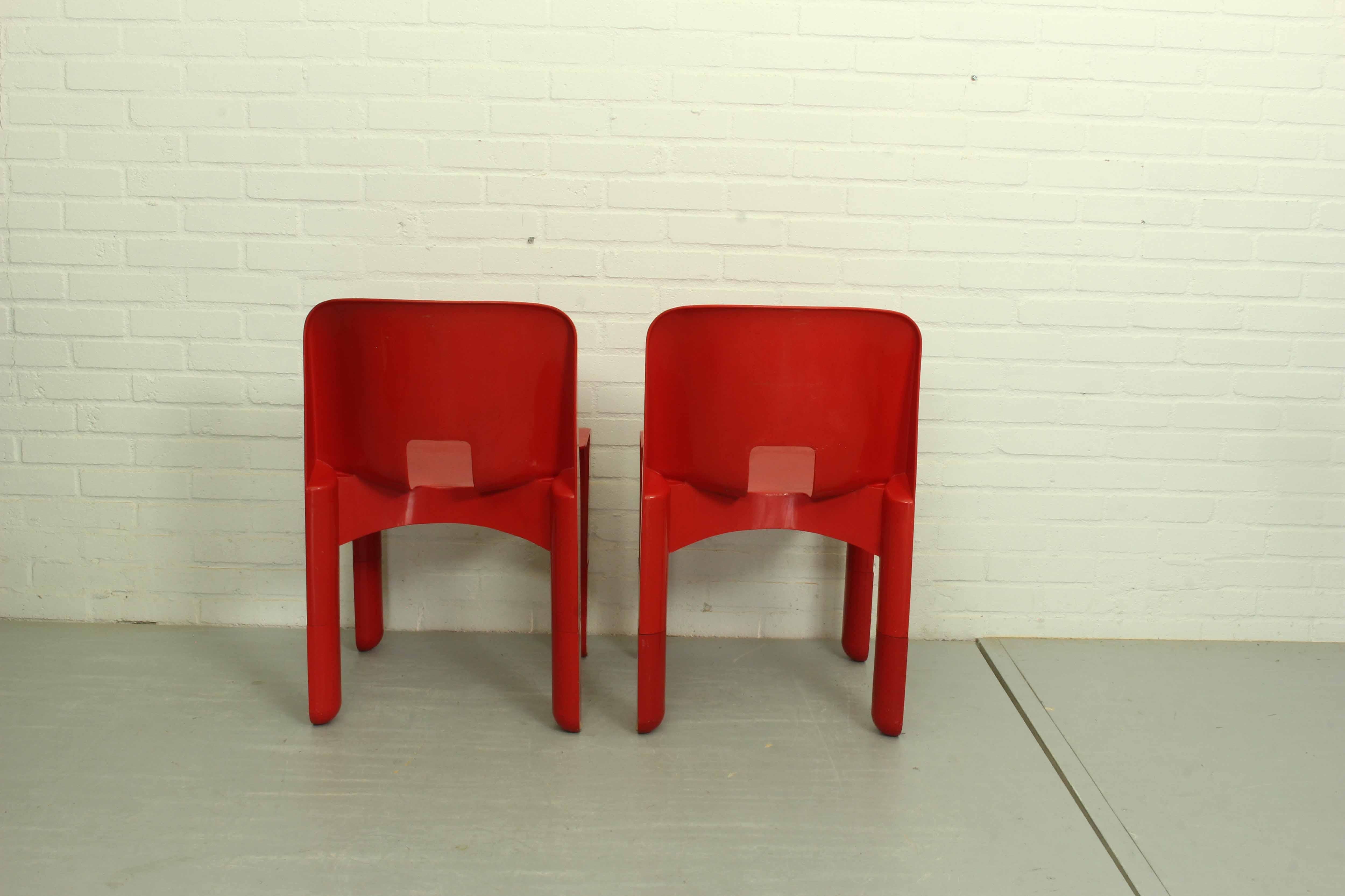 20th Century Red Joe Colombo Universale Plastic Chair by Kartell, Italy, 1967