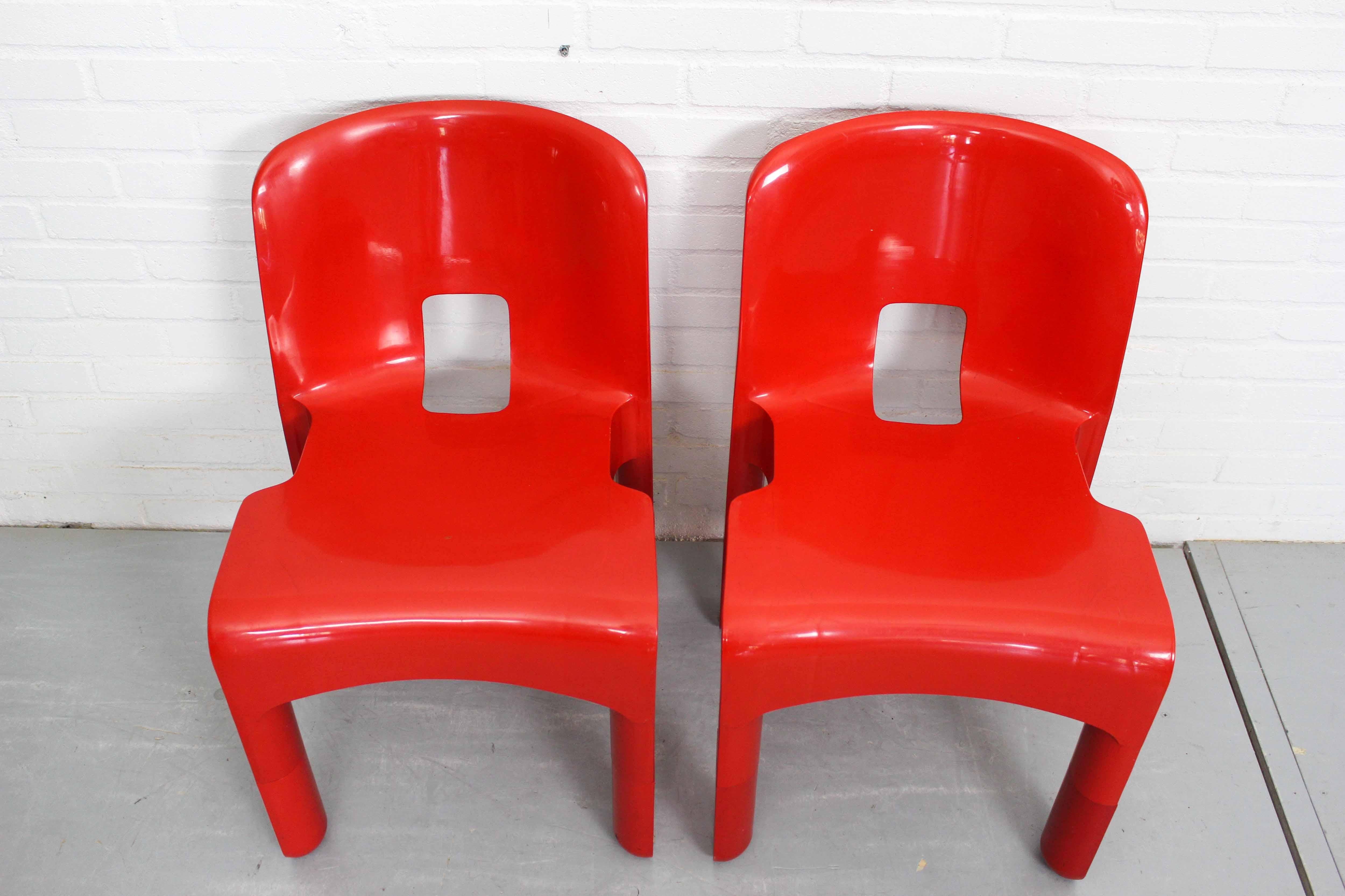 Red Joe Colombo Universale Plastic Chair by Kartell, Italy, 1967 1