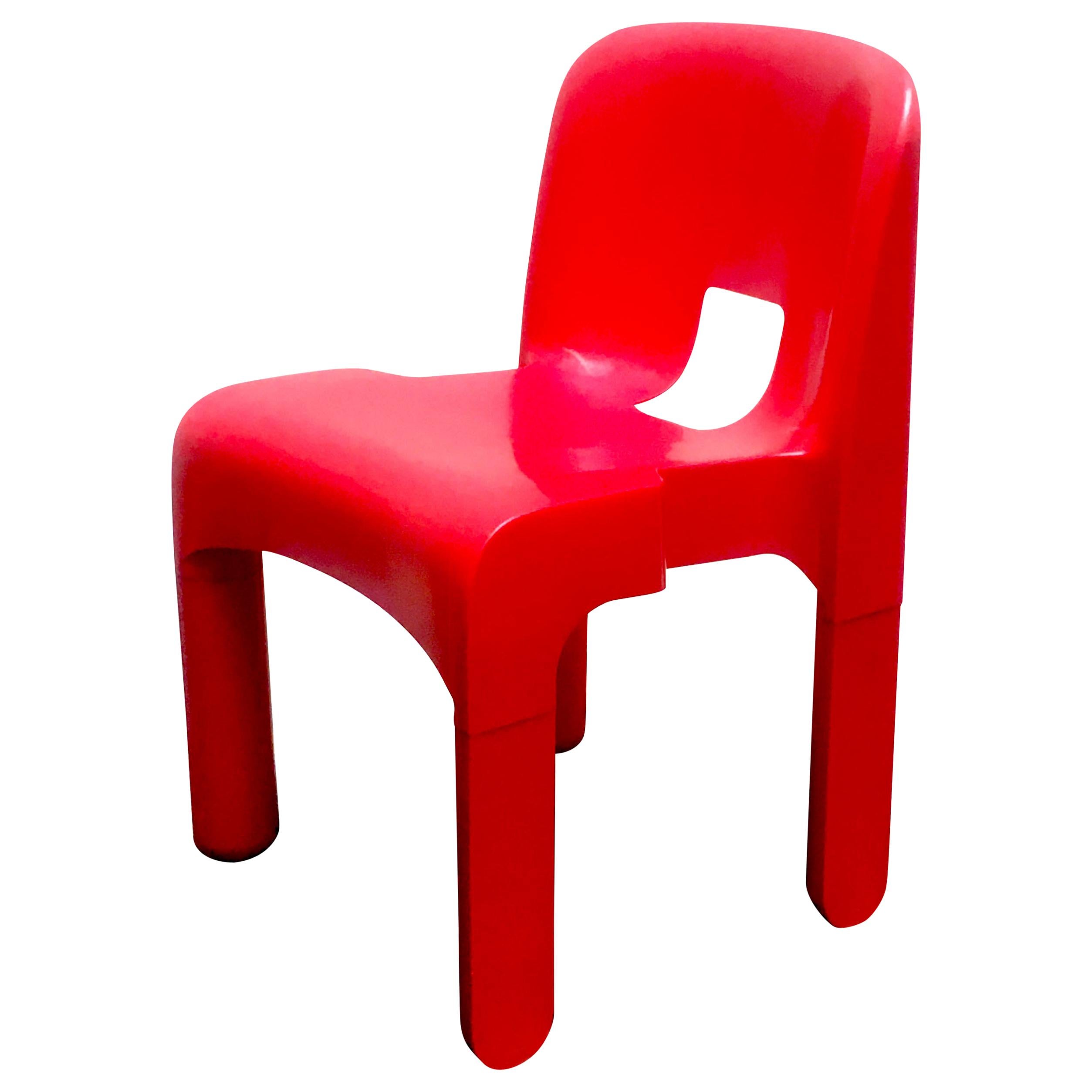 Red Joe Colombo Universale Plastic Chair by Kartell, Italy, 1967