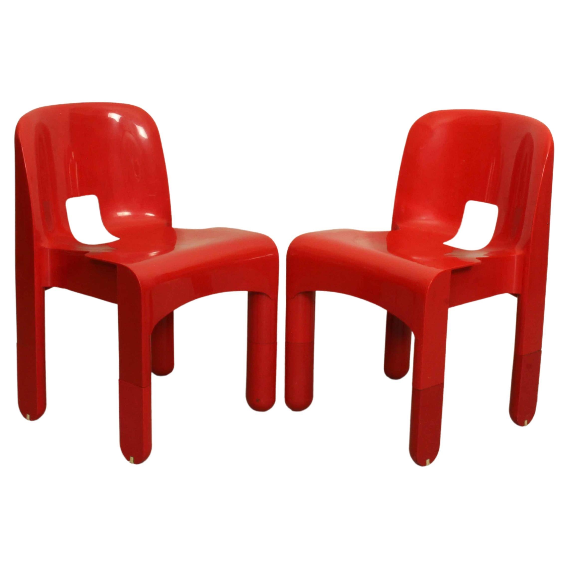 Red Joe Colombo Universale Plastic Chair by Kartell, Italy, 1967