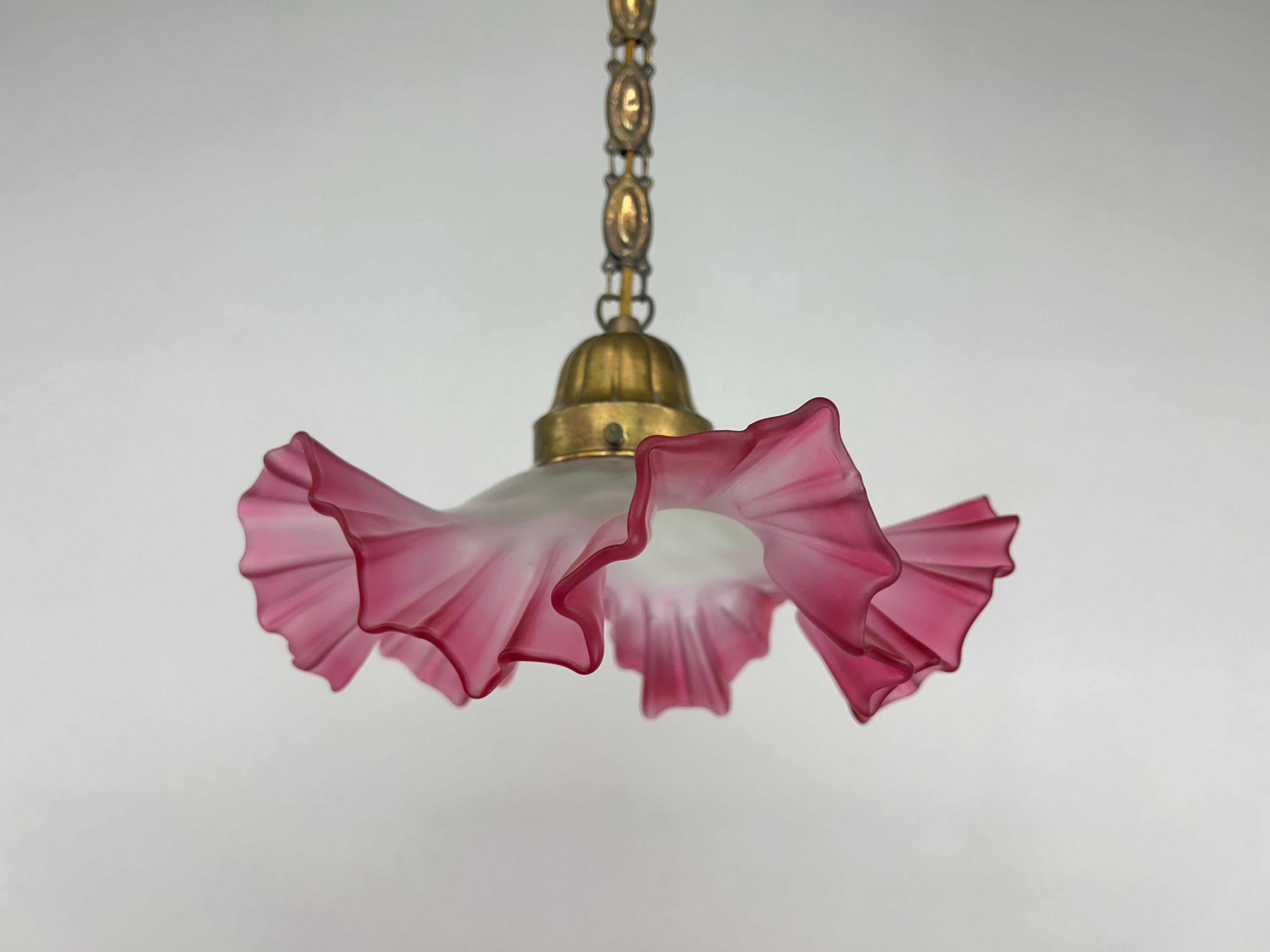 Ottone Lampada a sospensione jugendstil rossa in vendita