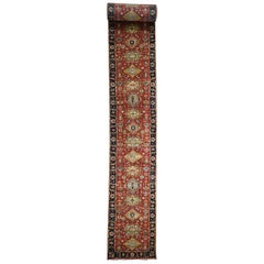 Red Karajeh Pure Wool Extra Large Runner Hand Knotted Oriental Rug Red Karajeh Pure Wool Extra Large Runner Hand Knotted Oriental Rug