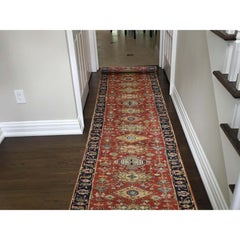 Red Karajeh Pure Wool Extra Large Runner Hand Knotted Oriental Rug