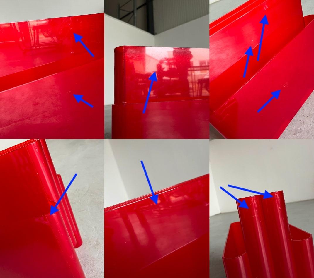 Red Kartell Mod. 4676 Vintage Space Age Magazine Rack by Giotto Stoppino, 1970s For Sale 5