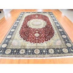 Red Kashan 250 KPSI Silken Hand Knotted Oversized Oriental Rug 12'1" x 18'1"