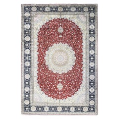 Tapis oriental surdimensionné Kashan 250 KPSI en soie nouée à la main 12'1" x 18'1"