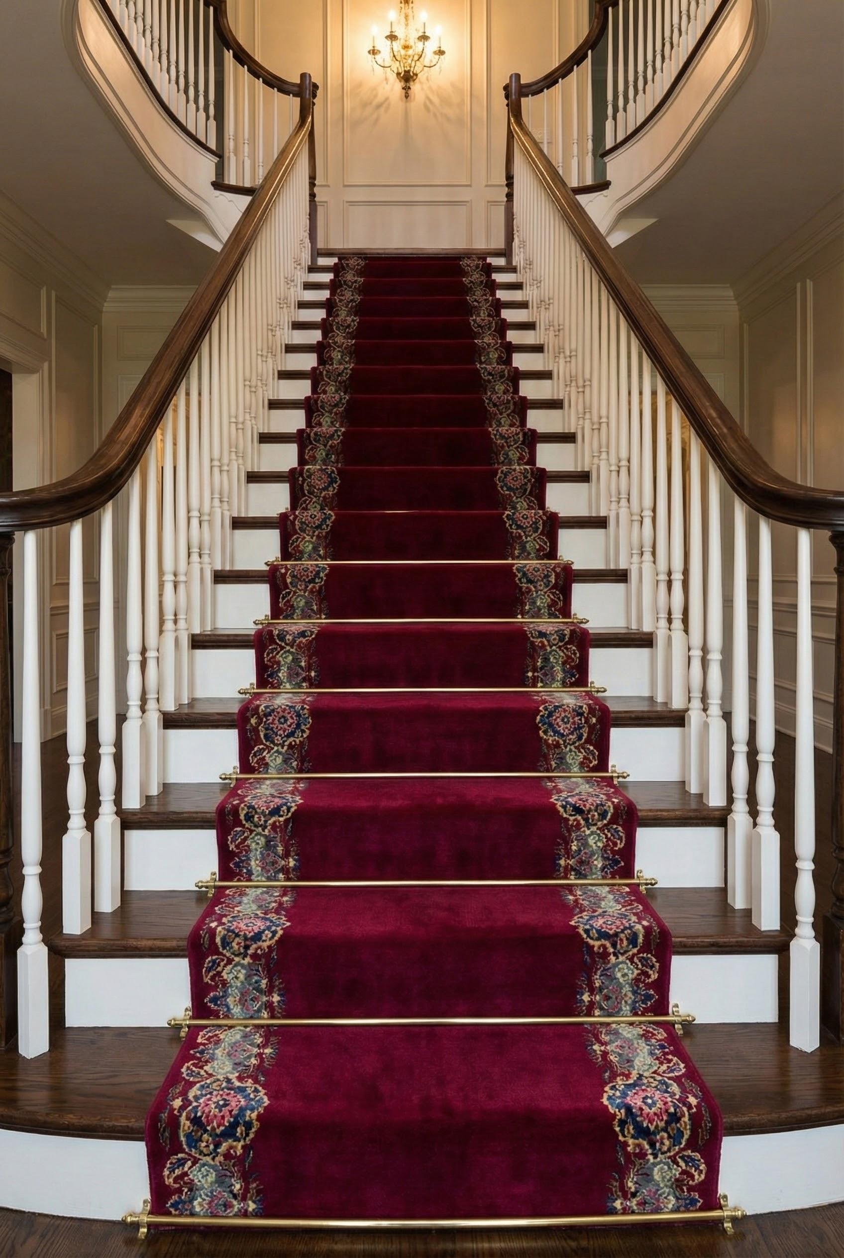 Hand-Woven Red Kashan Wool Hand Knotted Runner 3 ft x 18 ft, Crimson Border Serenade For Sale
