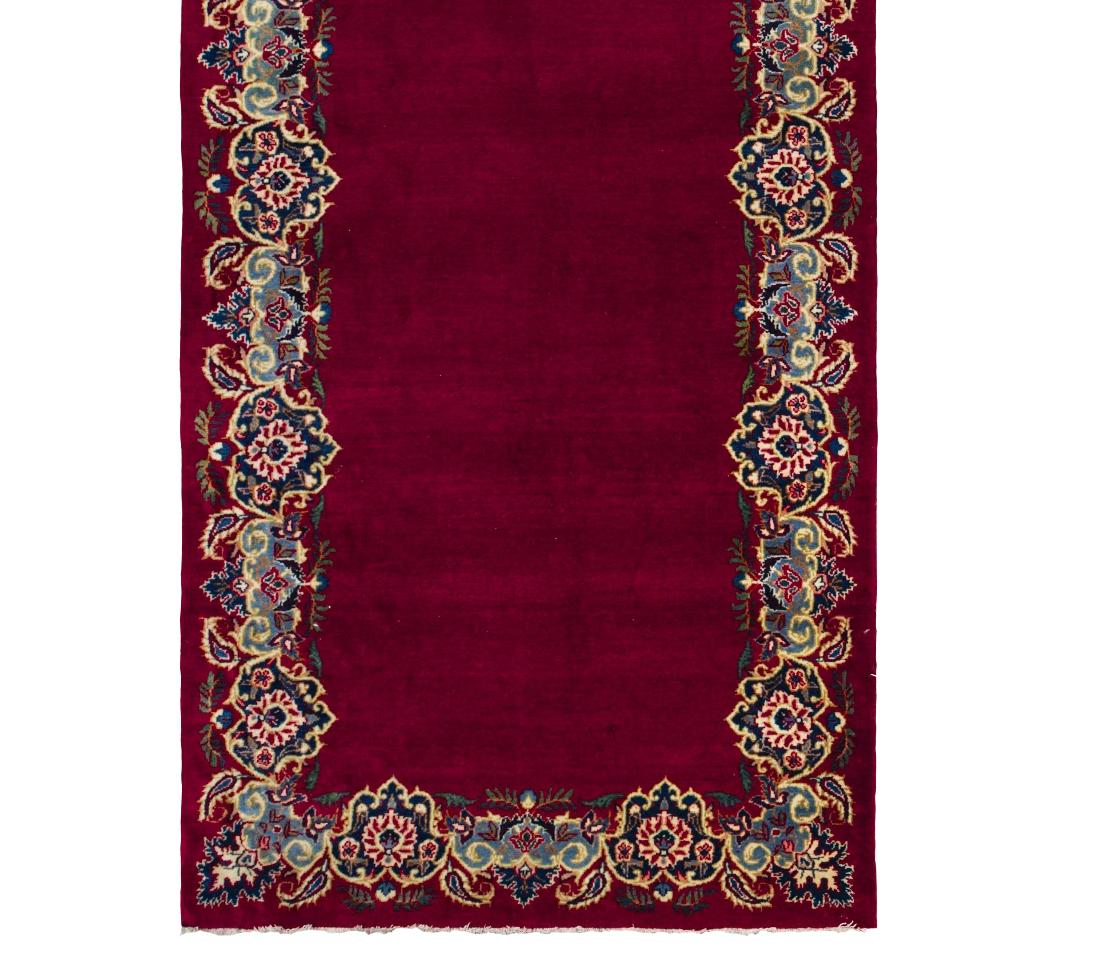 Mid-20th Century Red Kashan Wool Hand Knotted Runner 3 ft x 18 ft, Crimson Border Serenade For Sale