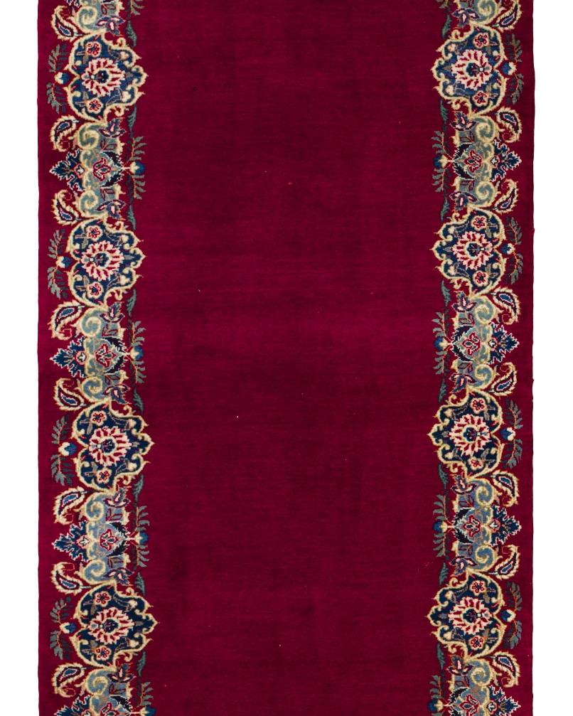 Red Kashan Wool Hand Knotted Runner 3 ft x 18 ft, Crimson Border Serenade For Sale 2