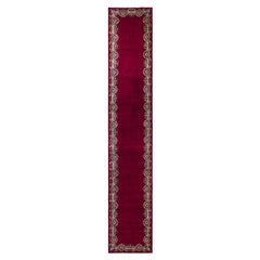Red Kashan Wool Hand Knotted Runner 3 ft x 18 ft, Crimson Border Serenade