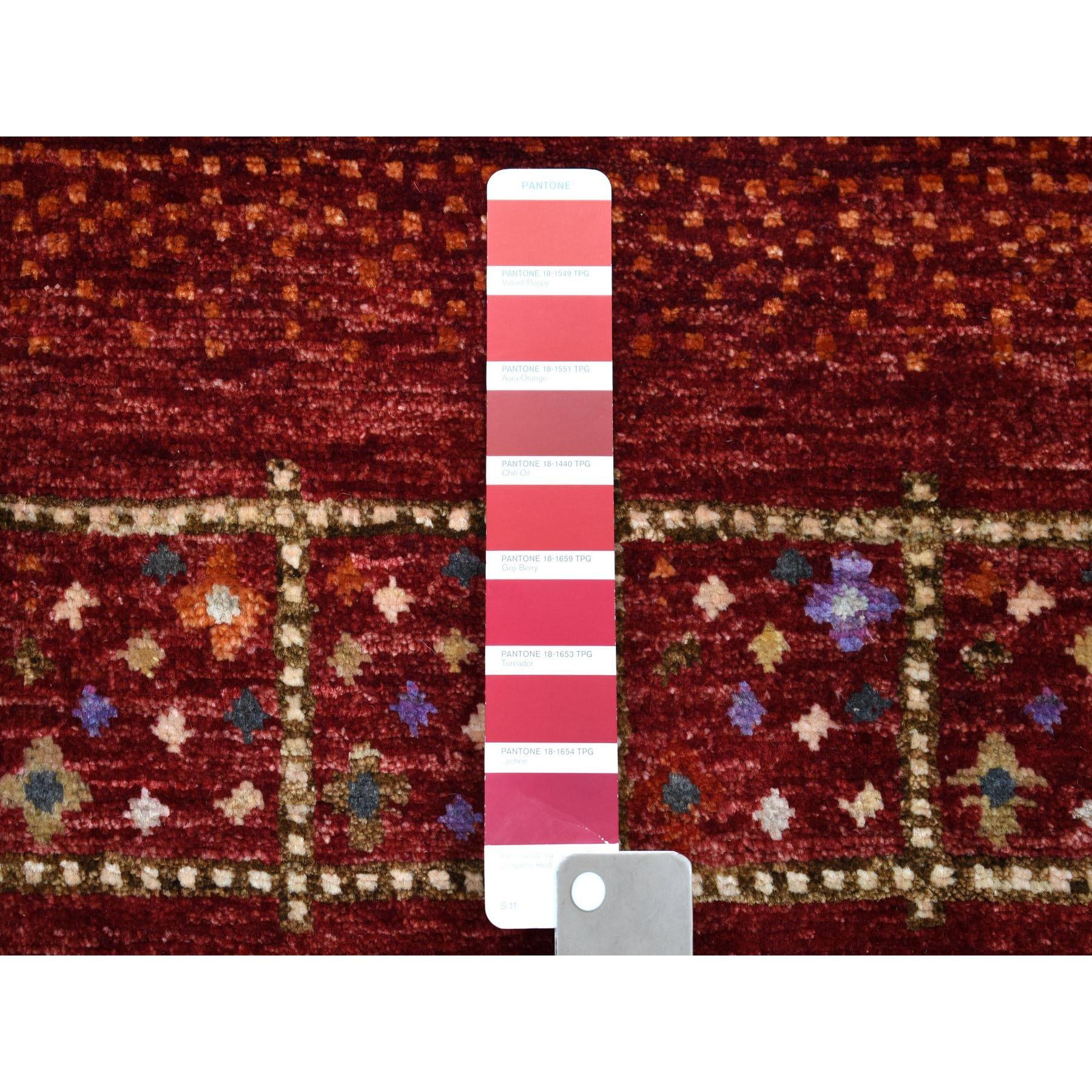 Red Kashkuli Gabbeh Pictorial Pure Wool Hand Knotted Oriental Rug 1