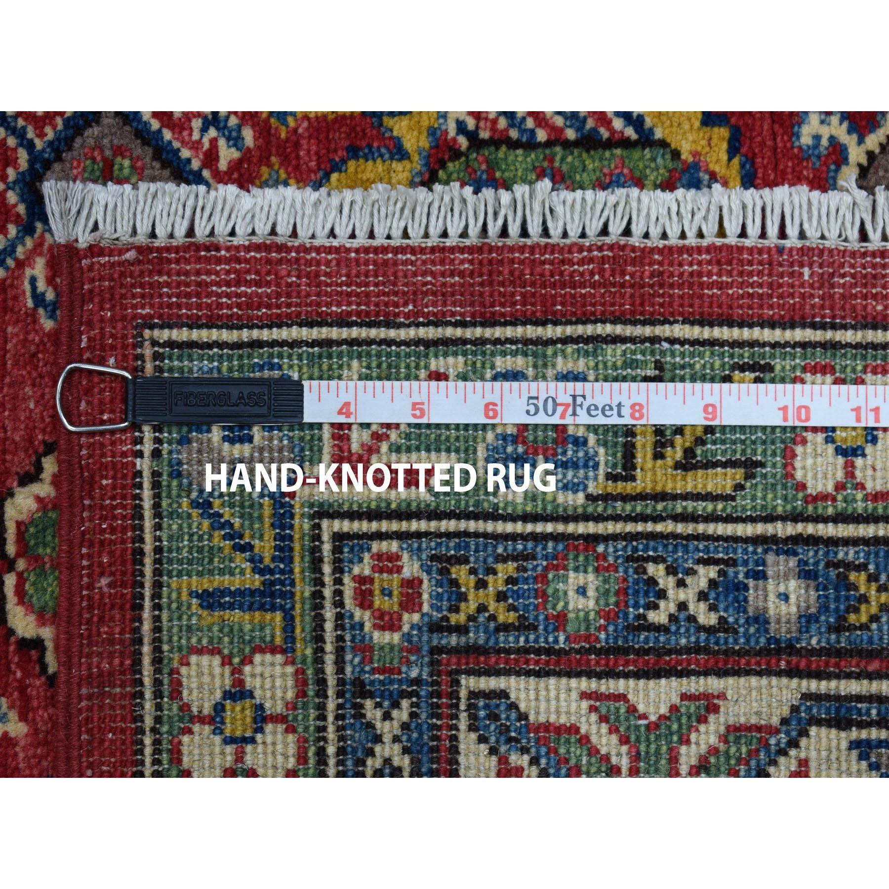 Red Kazak Geometric Design Pure Wool Hand Knotted Oriental Rug 6