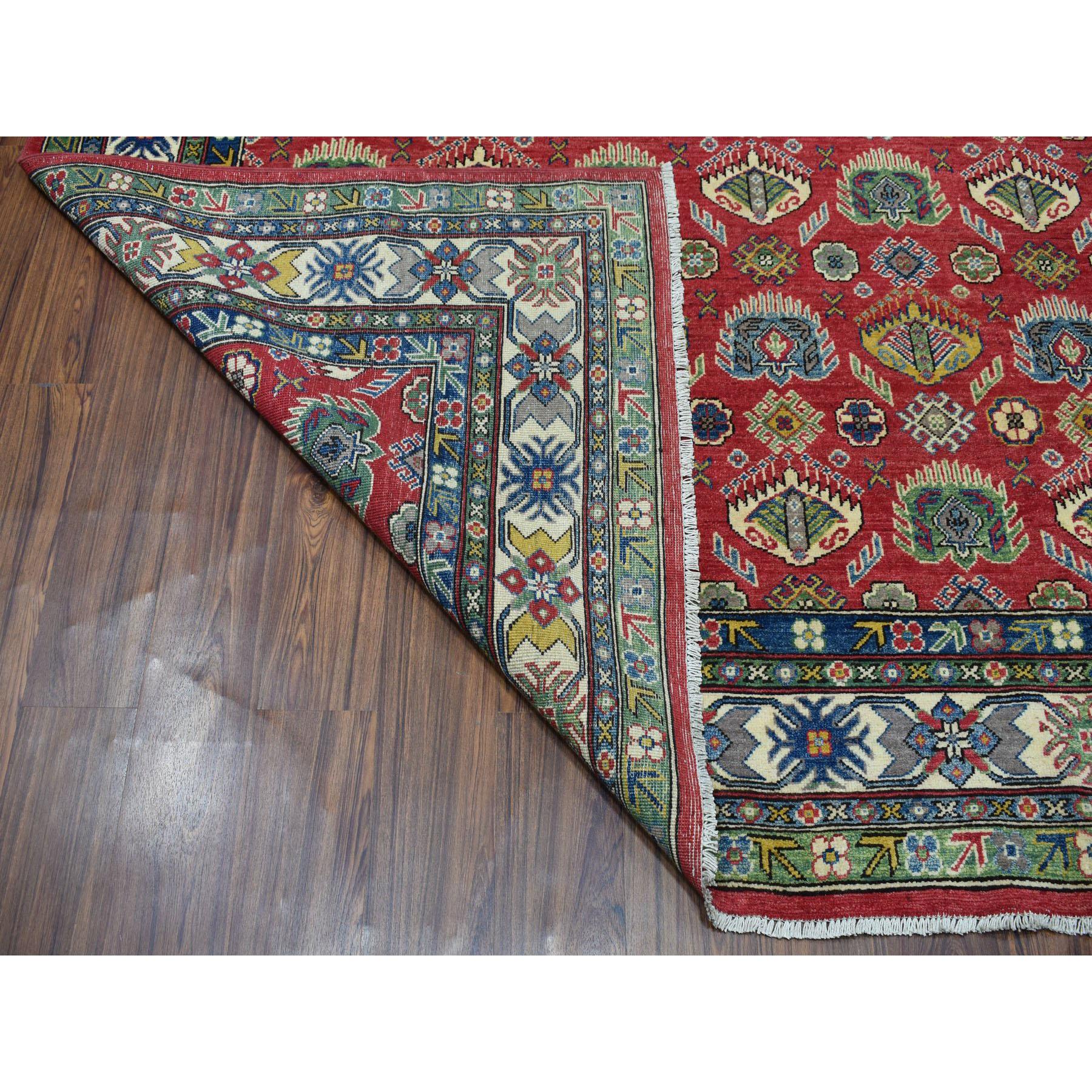 Red Kazak Geometric Design Pure Wool Hand Knotted Oriental Rug In New Condition In Carlstadt, NJ