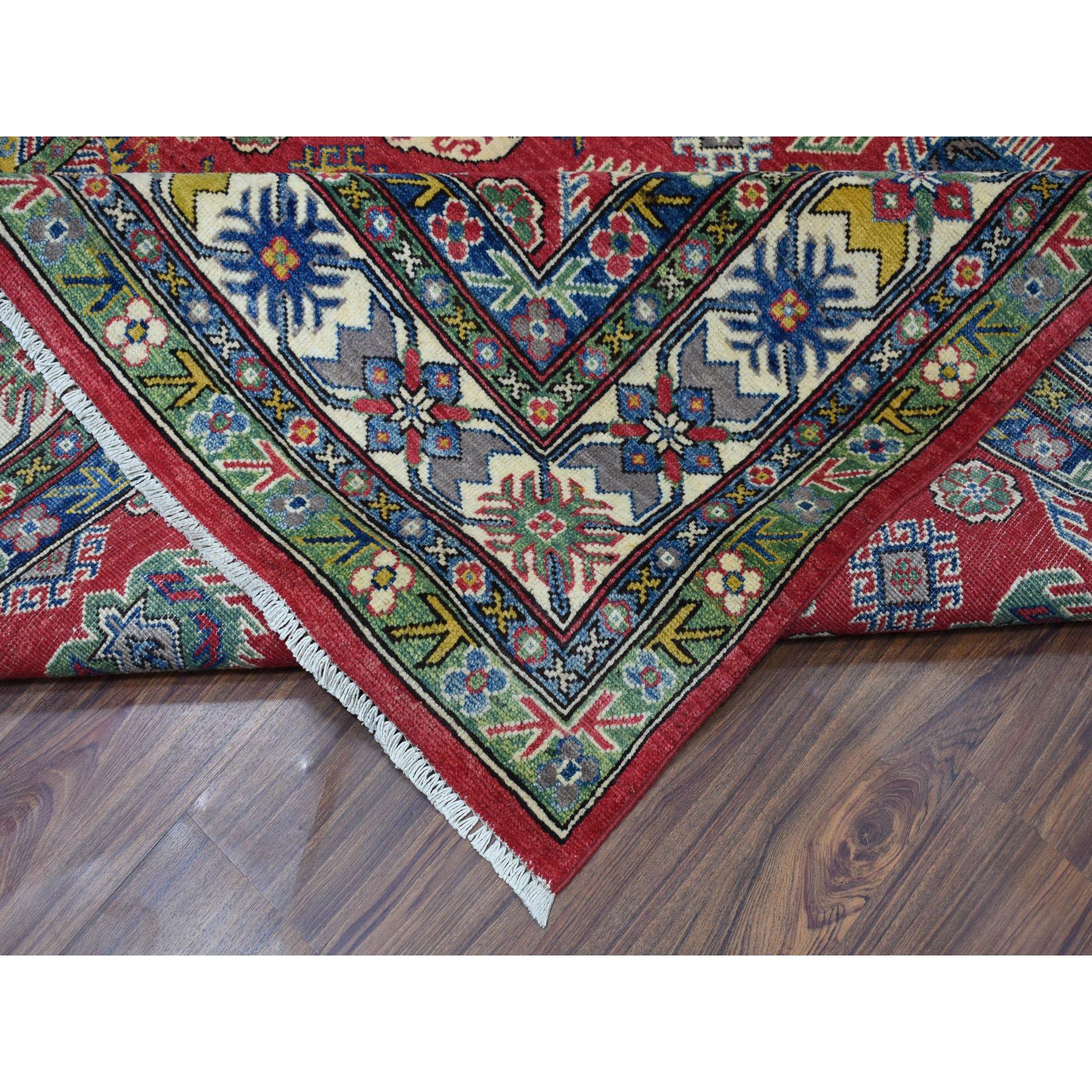 Red Kazak Geometric Design Pure Wool Hand Knotted Oriental Rug 1