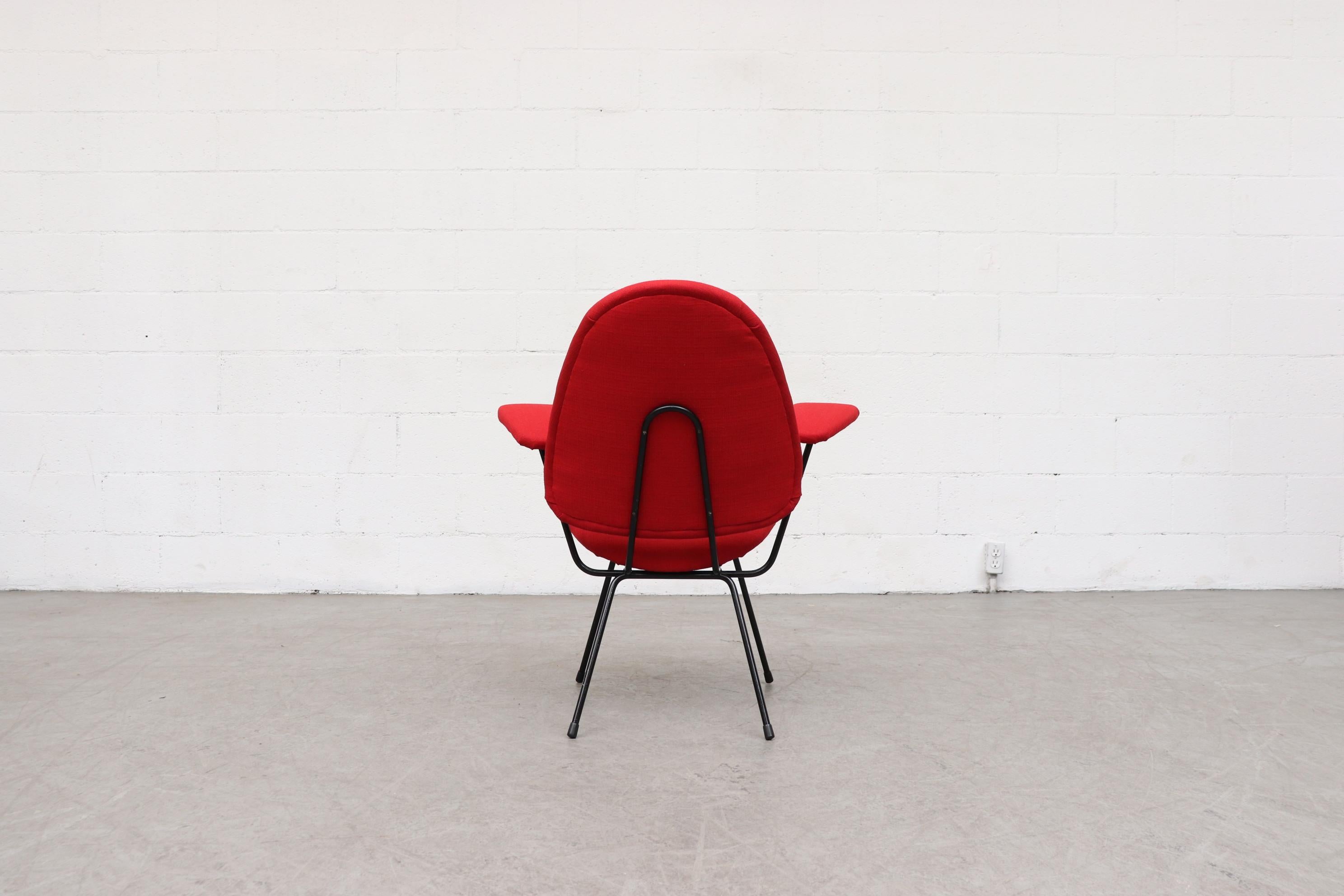 Mid-Century Modern Red Kembo Wire Frame Armchair