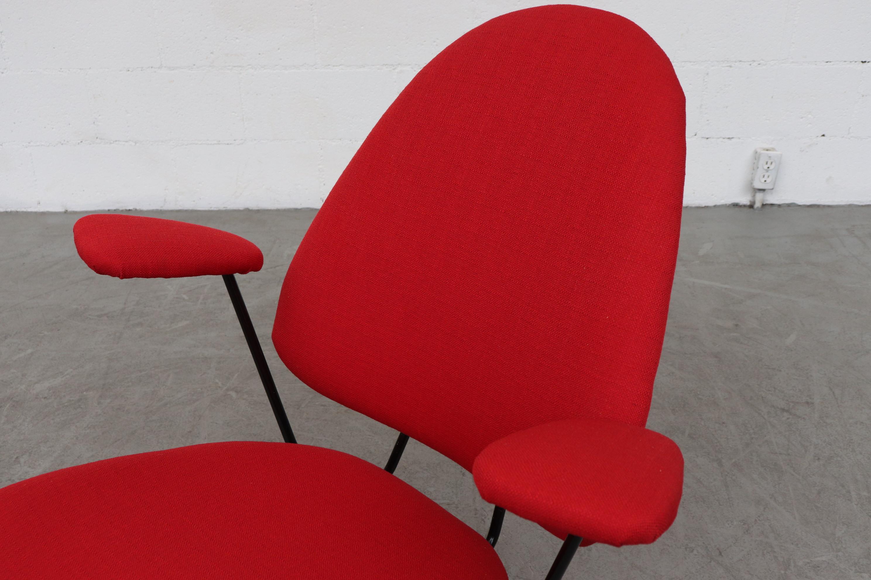 Enameled Red Kembo Wire Frame Armchair