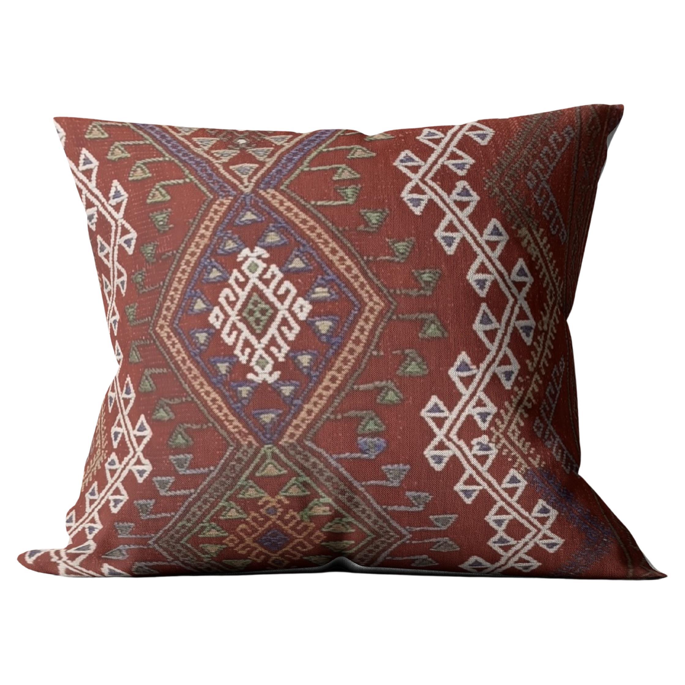 Copri cuscino Kilim rosso Cuscino decorativo tribale in lana Contemporary Geometric