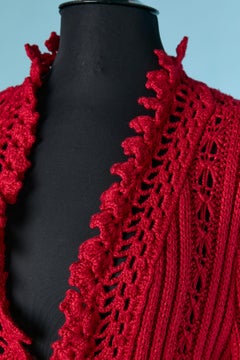 Red knit and crochet cardigan CHANEL
