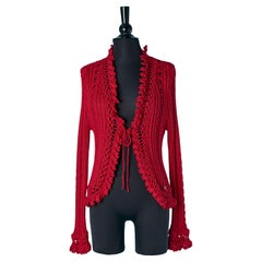 Red knit and crochet cardigan CHANEL Red knit and crochet cardigan CHANEL